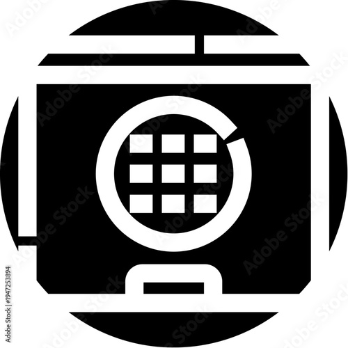 Electronic safe with keypad and code entry, symbolizing secure access, data and asset protection, finance, encryption, privacy, authentication and restricted authorized storage