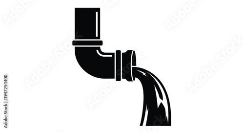 Black pipe discharging fluid a stark graphic representation silhouette