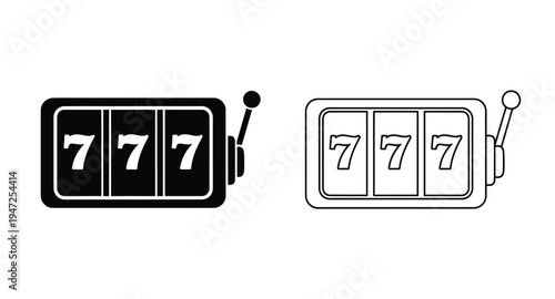 Black and white slot machine icons contrasting styles filled silhouette