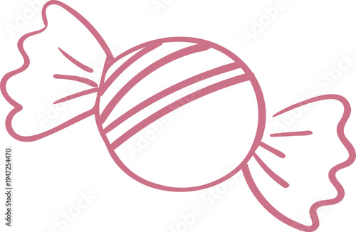 Wrapped hard candy line art illustration, isolated icon.