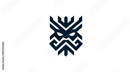 A symmetrical, stylized illustration of a creature, possibly avian or mythical, with angular features