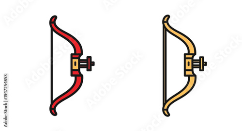 Two colorful bows are displayed in a flat graphic silhouette