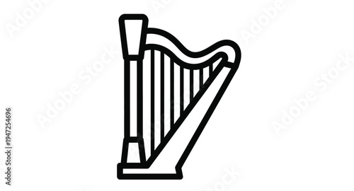 Simple black outline of a harp a musical instrument silhouette