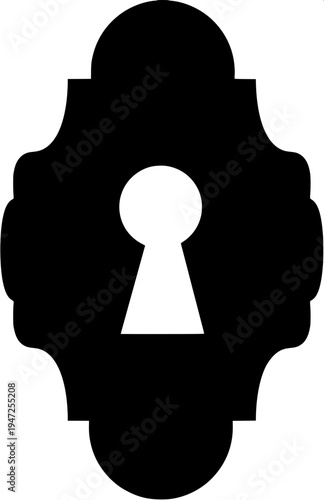 Monochrome vector icon of two keys hanging from a circular keyring, solid black silhouette, modern minimal design, isolated on light grey background.