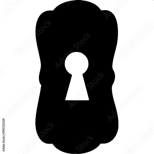 Monochrome vector icon of two keys hanging from a circular keyring, solid black silhouette, modern minimal design, isolated on light grey background.