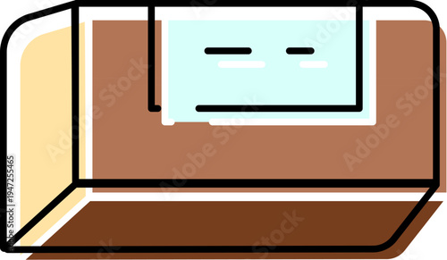 Brown craft clay block with light blue label for pottery, modeling and sculpting projects, versatile hands on material for art, diy, school, studio and hobby use on white background