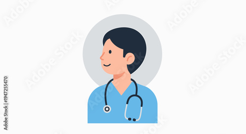 Doctor Avatar Icon Wearing Stethoscope, Medical Professional Character Illustration