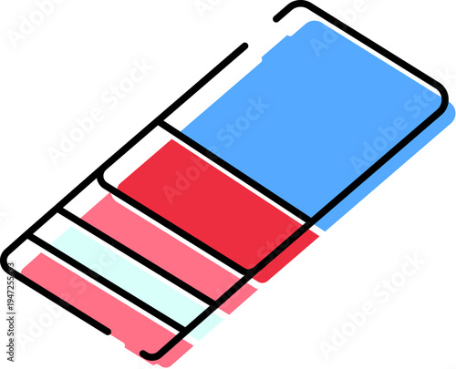 Eraser depicting a school supply or office stationary item, symbolizing concepts of deleting mistakes, correction, and changing or removing information from text documents