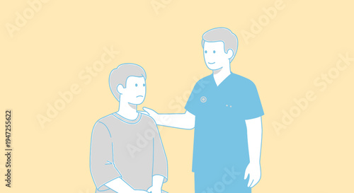 Doctor comforting patient, medical support, healthcare, empathy, and care