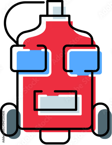 Red industrial fire extinguisher on a minimal white background, providing essential protection and readiness for emergency firefighting situations and safety