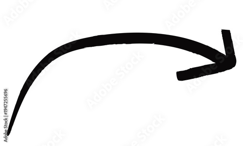 Large black curved arrow pointing to the right side  hand drawn