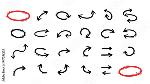 Handwritten cursive alphabet letters displayed in a grid format for learning purposes. Vector