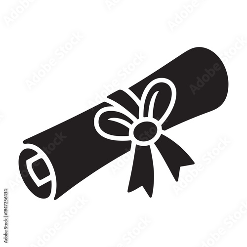 Graduation diploma scroll ribbon, vector illustration, academic certificate, education achievement award ceremony, university college success graduation document celebration emblem design