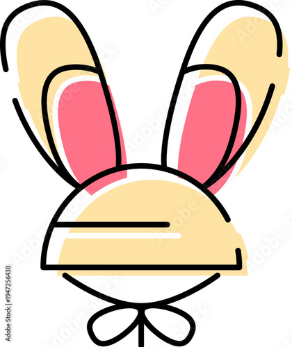 Bunny ears headband showcasing a playful design with pastel colors and a small decorative bow, perfect as an accessory for festive celebrations, costume, or a casual cute look