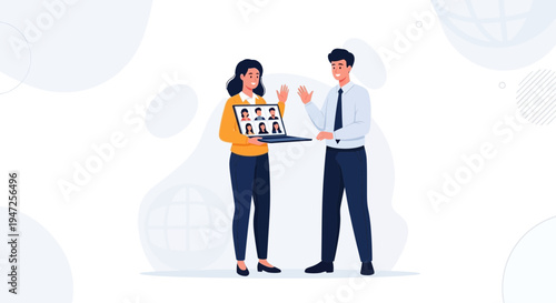 Diverse team in video conference, online meeting, remote work, collaboration