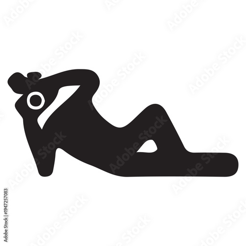 Black Graphic Silhouette of Reclining Person with Camera Icon