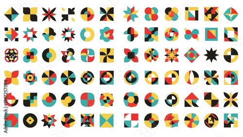 Colorful array of diverse emoji symbols organized in a grid pattern Vector