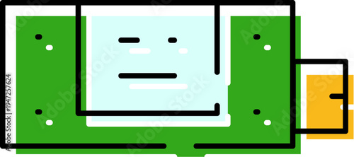 Stylized green cash bill icon symbolizing finance, payment and wealth, flat vector design for banking, transactions, digital wallets, commerce, savings and investment tools