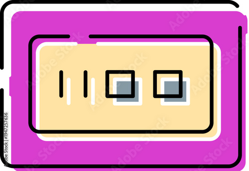 Digital alarm clock icon displaying an abstract time setting, symbolizing scheduling, time management, and technology for daily routines and wake up calls