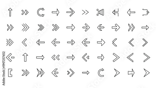 Collection of various directional and connection arrows in different styles and orientations Vector