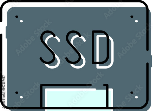 Solid state drive electronic component providing fast digital data storage and memory for modern computing devices, representing technological advancement and efficient data management