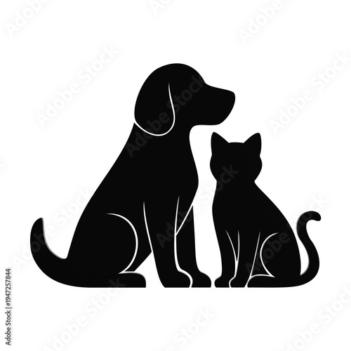 Photos Black Dog and Cat Silhouette Pet Companion Icon Illustration