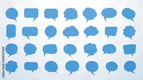 Colorful speech and thought bubble icons arranged in a grid pattern Vector