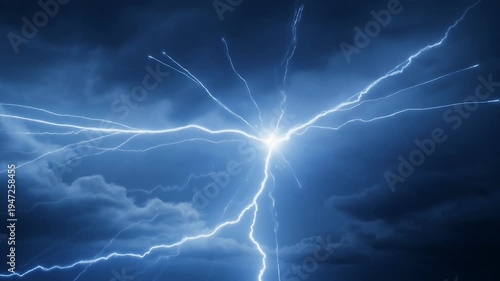 Dramatic and electrifying image of powerful lightning strikes against a dark sky
