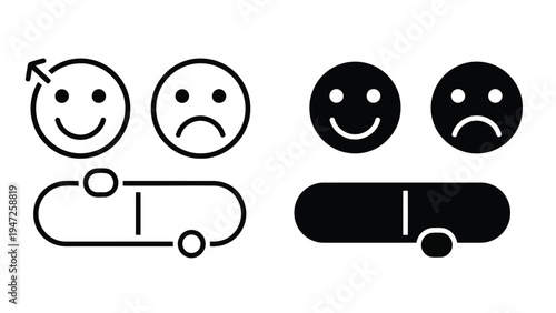 Emotion-based toggle switches with happy and sad faces Vector