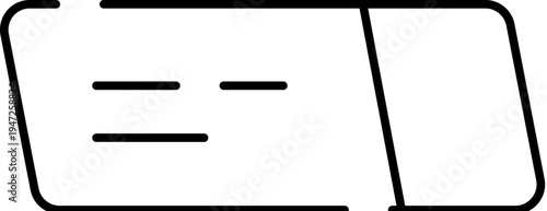 Ticket icon, a minimalist linear illustration, depicting admission to events, travel, or services, symbolizing booking confirmation, entrance, and access to various experiences