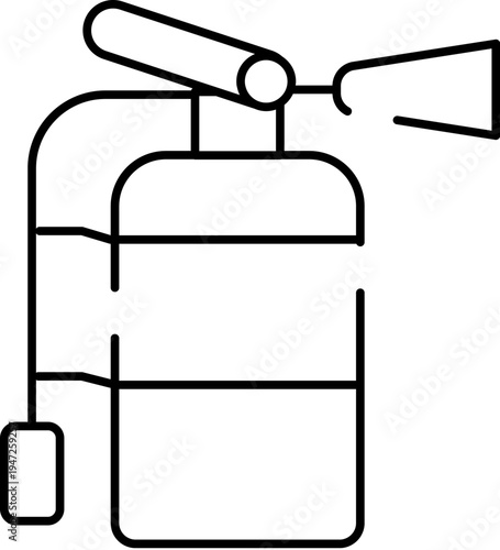 Line art icon illustrating a fire extinguisher, representing crucial safety measures and emergency preparedness for fire prevention and protection in various settings