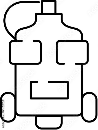 Water cooler on wheels transporting a bottled gallon with dispensing hose, portable dispenser appliance for office or home hydration, delivery and service icon illustration