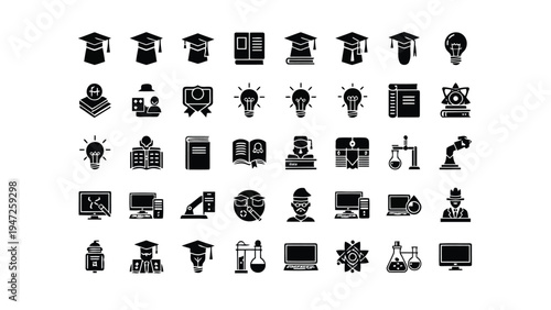 Collection of diverse icons depicting various human activities and objects Vector