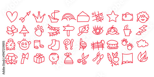 A collection of 40 hand drawn christmas and holiday icons