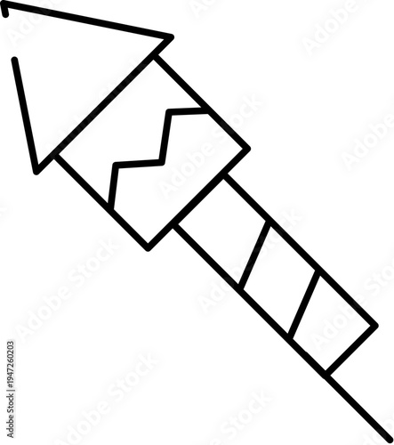 Firework rocket icon representing celebration, festive events, and explosive pyrotechnics, offering a versatile graphic element for holiday designs and party invitations