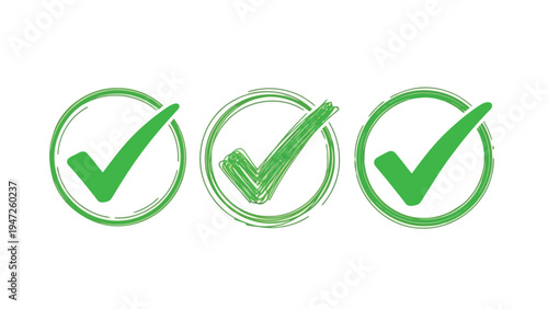 Three green checkmarks indicating approval or successful completion of tasks Vector