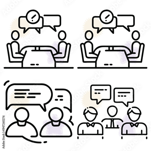 Business Meeting and Communication Illustration Set - Vector Design for Presentations and Reports