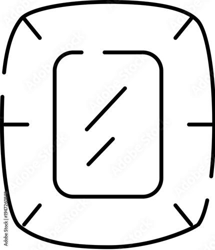 Cushion cut diamond outline vector icon with internal facets, representing luxury, jewelry, gems, and precious stones, perfect for elegant design elements