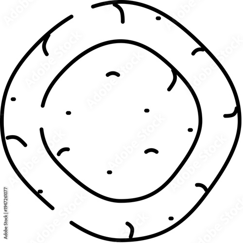 Hand drawn line art of a whole potato root vegetable, simple doodle style sketch on white background for food, cooking, gardening, agriculture, and organic design concepts