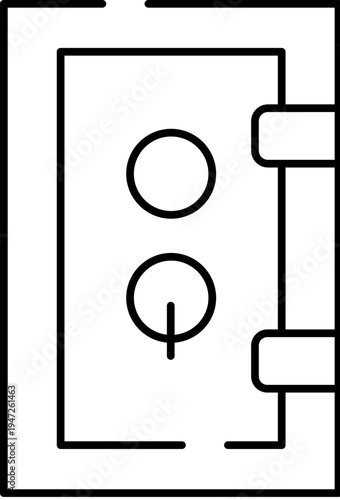 Secure safe box line art protecting valuables and important items, depicting financial security, protection, and money storage in a banking or personal context