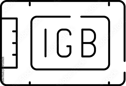 Solid state drive - ssd - line icon depicting compact digital storage and fast memory for computers, servers, and mobile devices minimalist black and white vector illustration