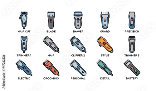 Variety of electric hair clippers and trimmers for personal grooming