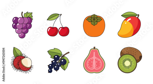 Colorful fruit assortment isolated on white