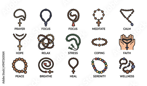 Meditation and prayer beads collection for stress relief and focus