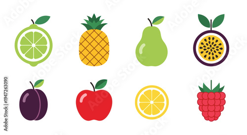 Colorful fruit assortment isolated on white