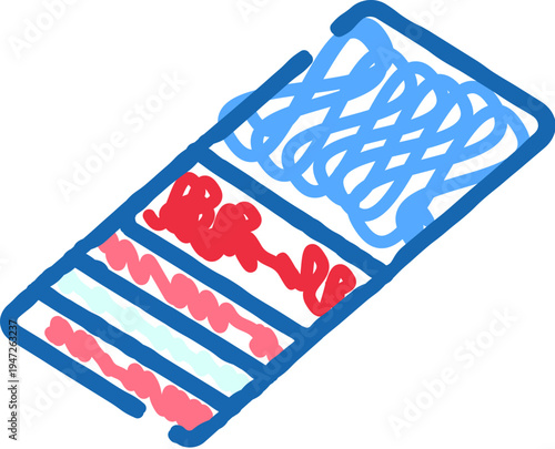 Eraser tool in isometric view deleting red and blue scribble lines, symbolizing error correction, problem solving, and starting fresh with a white background