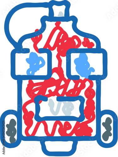 Robot vacuum cleaner illustrating the concept of automatic household cleaning technology and modern smart home appliances, drawn in a playful artistic doodle style against a white background