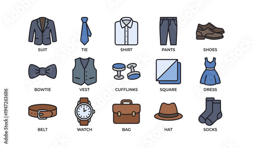 Men's and women's clothing items and accessories collection