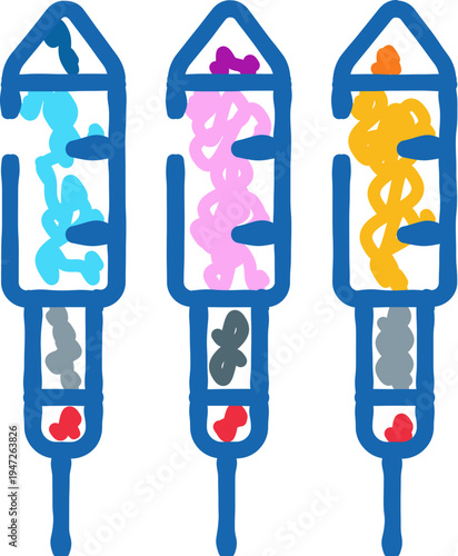 Three vibrant rockets with blue, pink, and yellow interiors are standing, prepared for a celebratory launch, symbolizing joy, fun, and new year festivities