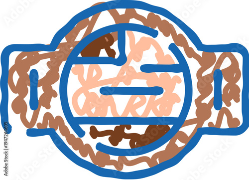 Hand drawn doodle of a water meter icon, simple blue line art showing a gauge and valve for measuring consumption, monitoring supply, plumbing, and resource management